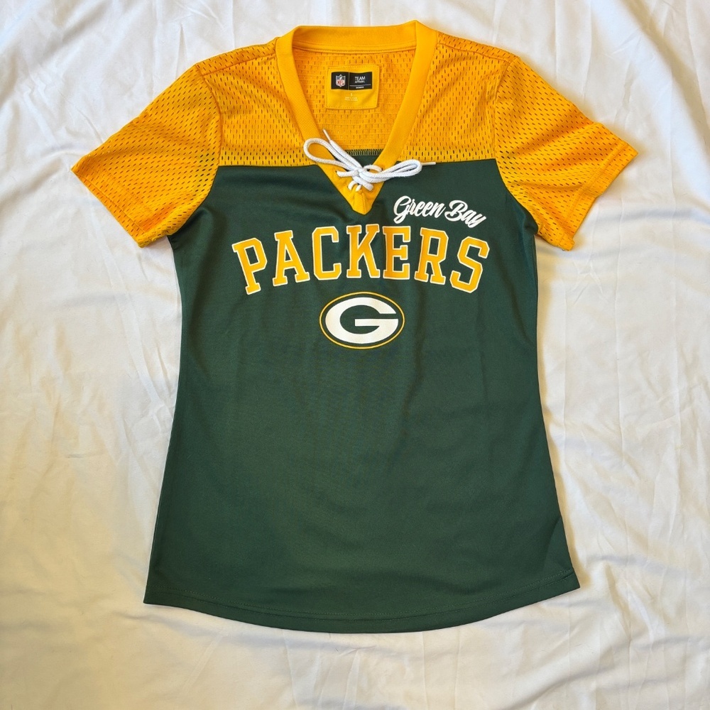 Green Bay Packers Women’s Lace‑Up Mesh‎ Jersey | Size Small | NFL - Picture 3 of 6